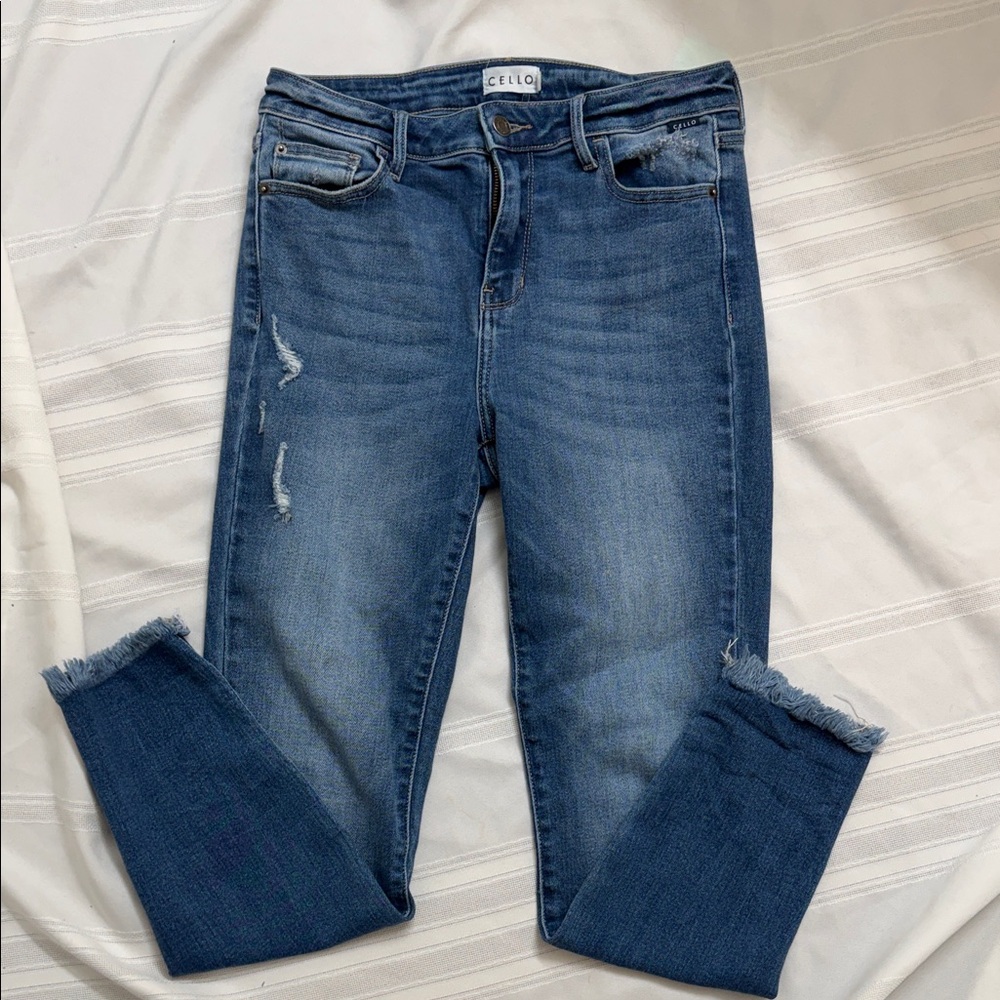 Cello Women's Ankle Cropped Blue Jeans 26in Inseam
